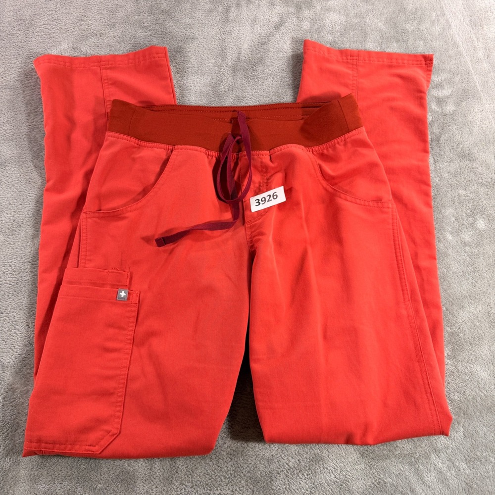 FIGS Scrub Pants Women XS Tall Red Livingston Straight Leg T21004T Scrub Bottoms
